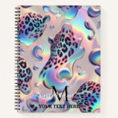 Girly Trendy Opal Leopard Print Monogram Notizblock (Vorderseite)