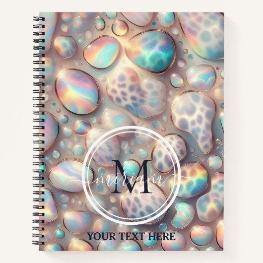 Girly Trendy Opal Leopard Print Monogram Notizblock (Vorderseite)