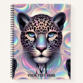 Girly Trendy Opal Leopard Print Monogram Notizblock
