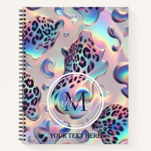 Girly Trendy Opal Leopard Print Monogram Notizblock (Vorderseite)