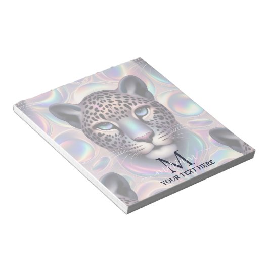Girly Trendy Opal Leopard Print Monogram Softcover Notizblock (angewinkelt)