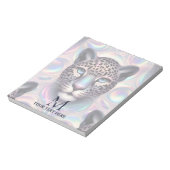 Girly Trendy Opal Leopard Print Monogram Softcover Notizblock (Rotiert)