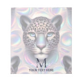 Girly Trendy Opal Leopard Print Monogram Softcover Notizblock (Vorderseite)