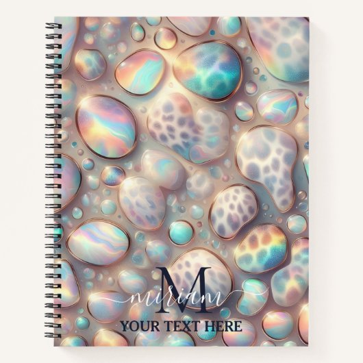 Girly Trendy Opal Leopard Print Monogram Softcover Notizblock (Vorderseite)
