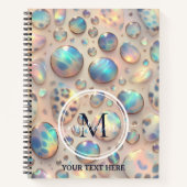 Girly Trendy Opal Leopard Print Monogram Softcover Notizblock (Vorderseite)