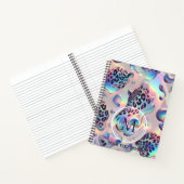 Girly Trendy Opal Leopard Print Monogram Softcover Notizblock (Innenseite)