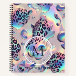 Girly Trendy Opal Leopard Print Monogram Softcover Notizblock