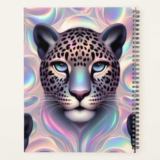 Girly Trendy Opal Leopard Print Monogram Softcover Planer (Rückseite)