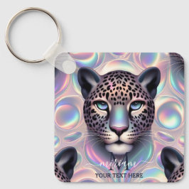 Girly Trendy Opal Leopard Print Monogram Softcover Schlüsselanhänger