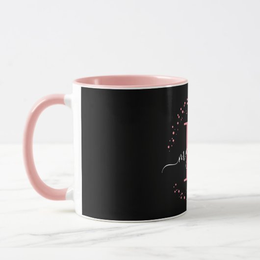 Girly Trendy Pink Black Name Monogram Script Coffe Tasse (Links)