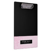 Girly Trendy Pink Sequin Glitzer Black Klemmbrett (Rechts)