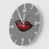 Girly Trendy Red Lips, Kiss Große Wanduhr (Winkel)
