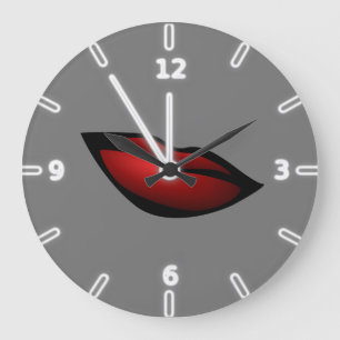 Girly Trendy Red Lips, Kiss Große Wanduhr