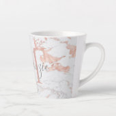 Girly Trendy Rose Gold Foil Marmor Monogram Milchtasse (Rechts)