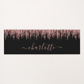 Girly Trendy Rose Gold Glitzer Script Name Yogamatte (Rückseite (Horizontal))