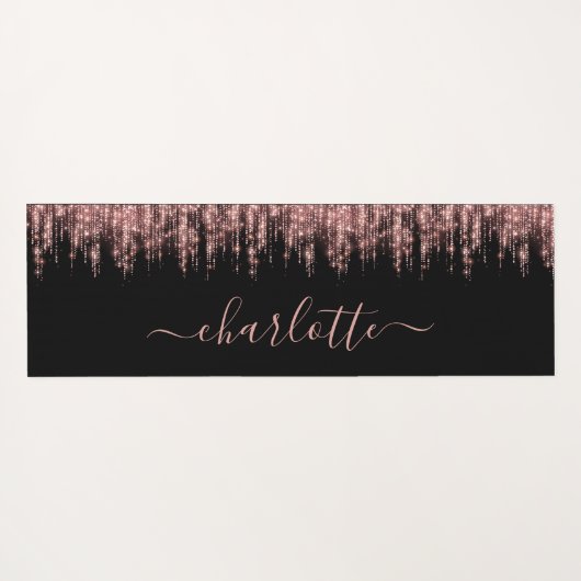Girly Trendy Rose Gold Glitzer Script Name Yogamatte (Rückseite (Horizontal))