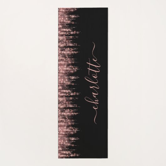 Girly Trendy Rose Gold Glitzer Script Name Yogamatte (Rückseite)