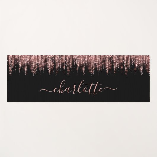 Girly Trendy Rose Gold Glitzer Script Name Yogamatte (Vorderseite (Horizontal))