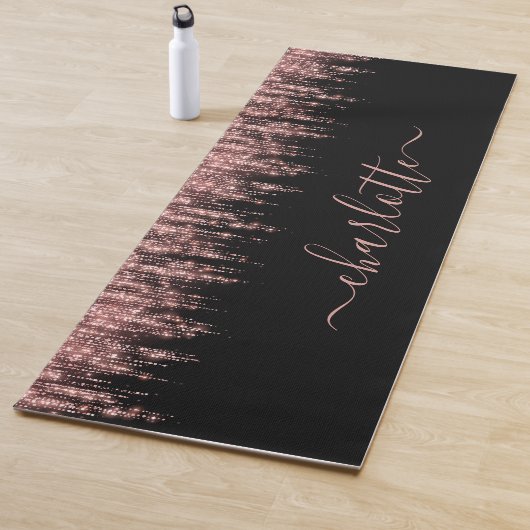 Girly Trendy Rose Gold Glitzer Script Name Yogamatte (Beispiel)