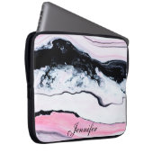 Girly TRENDY SCHWARZ-WEISS PINK MARBLE FÜGT IHREN  Laptopschutzhülle (Vorne Rechts)