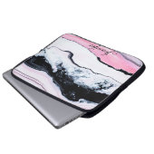 Girly TRENDY SCHWARZ-WEISS PINK MARBLE FÜGT IHREN  Laptopschutzhülle (Vorne Knopf)