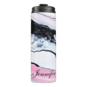 Girly TRENDY SCHWARZ-WEISS PINK MARBLE FÜGT IHREN Thermosbecher (Vorderseite)