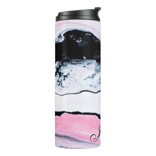 Girly TRENDY SCHWARZ-WEISS PINK MARBLE FÜGT IHREN Thermosbecher (Nach links gedreht)