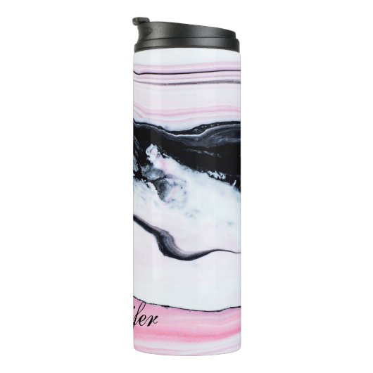Girly TRENDY SCHWARZ-WEISS PINK MARBLE FÜGT IHREN Thermosbecher (Nach rechts gedreht)