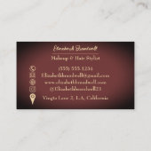 Girly Trendy Wine Red & Gold Makeup Frisör Visitenkarte (Rückseite)