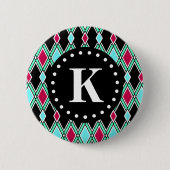 Girly Tribal Diamond Pattern Monogram Button (Vorderseite)