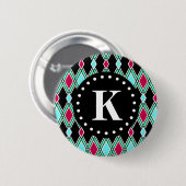 Girly Tribal Diamond Pattern Monogram Button (Vorne & Hinten)