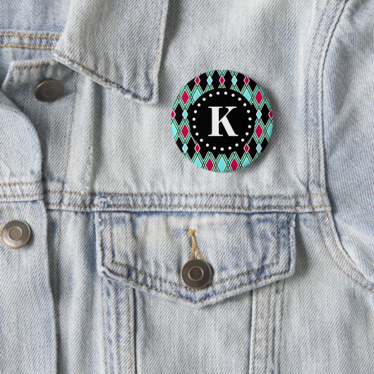 Girly Tribal Diamond Pattern Monogram Button (Beispiel)