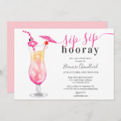 Girly Tropic Cocktail Sip Sip Brautparty Einladung (Vorne/Hinten)