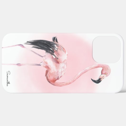 Girly Tropical Pink Flamingo mit Namen Case-Mate iPhone Hülle (Rückseite / Rechts)