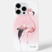 Girly Tropical Pink Flamingo mit Namen Case-Mate iPhone Hülle (Rückseite)