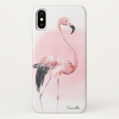 Girly Tropical Pink Flamingo mit Namen Case-Mate iPhone Hülle (Rückseite)