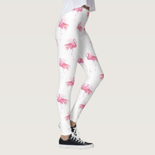 Girly Tropical Pink Watercolor Flamingo Leggings (Rechts)