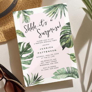 Girly Tropical Summer Adulprise Birthday Einladung