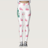 Girly Tropical Watercolor Pink Flamingo Leggings (Vorderseite)
