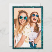 Girly türkis Glitzer Drehbuch Chic Sweet 16 Einladung (Rückseite)