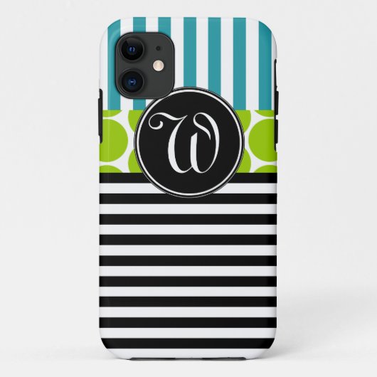 GIRLY TÜRKIS-GRÜN-SCHWARZES STRIPES iPHONE 5 Case-Mate iPhone Hülle (Rückseite)