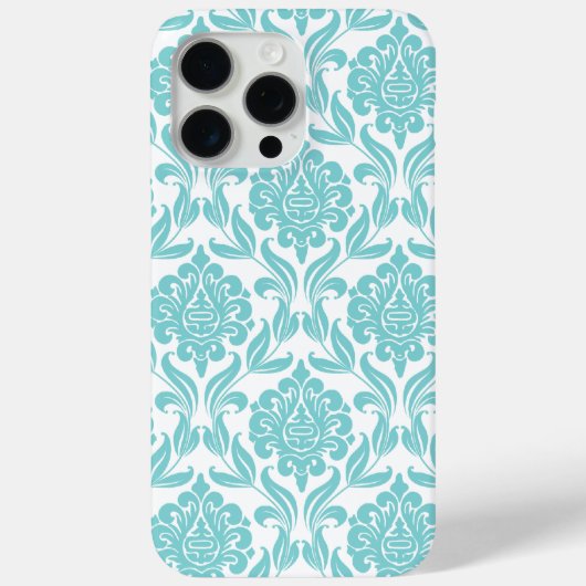 Girly Turquoise Damask Pattern Case-Mate iPhone Hülle (Rückseite)