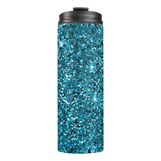 Girly Turquoise Glitzer Thermosbecher (Vorderseite)