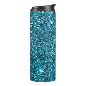 Girly Turquoise Glitzer Thermosbecher (Nach links gedreht)