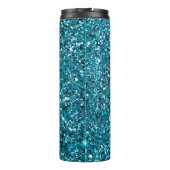 Girly Turquoise Glitzer Thermosbecher (Rückseite)