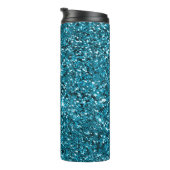 Girly Turquoise Glitzer Thermosbecher (Nach rechts gedreht)