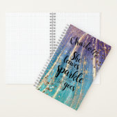 Girly Turquoise Gold Mermaid Glitzer Individuelle Notizblock (Innen)