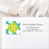 Girly Turquoise & green Big Dots Mit Monogramm (Insitu)