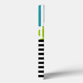 GIRLY TURQUOISE GREEN BLACK STRIPES MONOGRAM Case-Mate iPhone HÜLLE (Rückseite / Rechts)