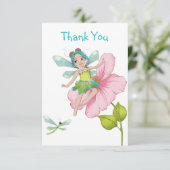 Girly Turquoise Green Pink Dragonfly Dankeskarte (Stehend Vorderseite)